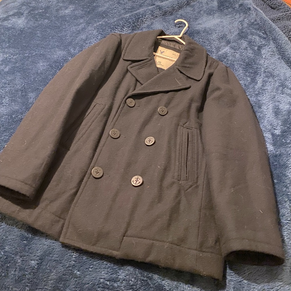 American Eagle black Pea coat size Men’s Large